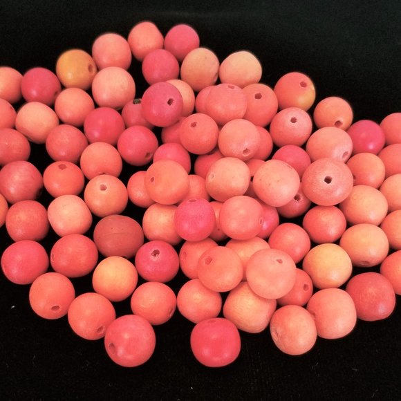 70+ Orange wood BEADS round handmade 8-10 mm - Picture 2 of 6